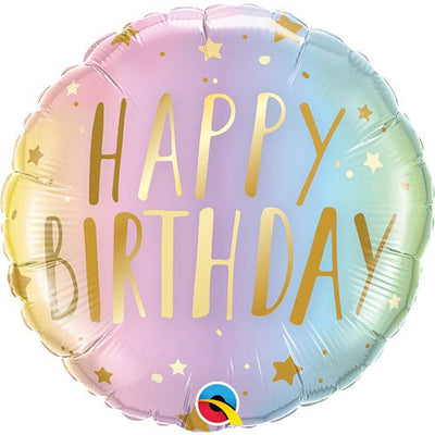 Qualatex 18 inch BIRTHDAY PASTEL OMBRE & STARS Foil Balloon 88046-Q-U