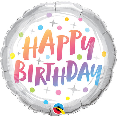 Qualatex 18 inch BIRTHDAY RAINBOW DOTS Foil Balloon 87990-Q-U