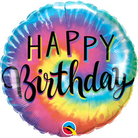 Qualatex 18 inch BIRTHDAY TIE DYE SWIRLS Foil Balloon 18912-Q-U