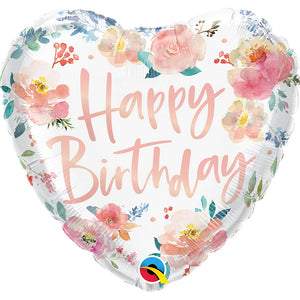 Qualatex 18 inch BIRTHDAY WATERCOLOR ROSES Foil Balloon 23174-Q-P