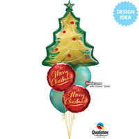 Qualatex 18 inch CHRISTMAS GOLD SCRIPT RED Foil Balloon 89844-Q-U