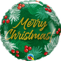 Qualatex 18 inch CHRISTMAS GREENS & BERRIES Foil Balloon 89851-Q-U