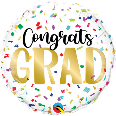 Qualatex 18 inch CONGRATS GRAD COLOR CONFETTI Foil Balloon