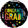 Qualatex 18 inch CONGRATS GRAD OMBRE DOTS Foil Balloon 98486-Q-U