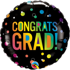 Qualatex 18 inch CONGRATS GRAD OMBRE DOTS Foil Balloon 98486-Q-U