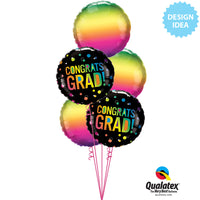 Qualatex 18 inch CONGRATS GRAD OMBRE DOTS Foil Balloon 98486-Q-U