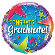 Qualatex 18 inch CONGRATS GRADUATE! STARS Foil Balloon 20925-Q-P