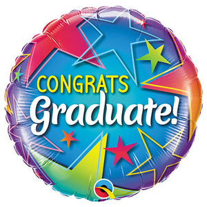 Qualatex 18 inch CONGRATS GRADUATE! STARS Foil Balloon 20925-Q-P