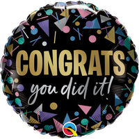 Qualatex 18 inch CONGRATS YOU DID IT METALLIC Foil Balloon 17449-Q-U