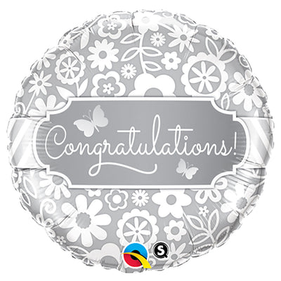 Qualatex 18 inch CONGRATULATIONS BUTTERFLIES Foil Balloon