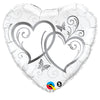 Qualatex 18 inch ENTWINED HEARTS - SILVER Foil Balloon