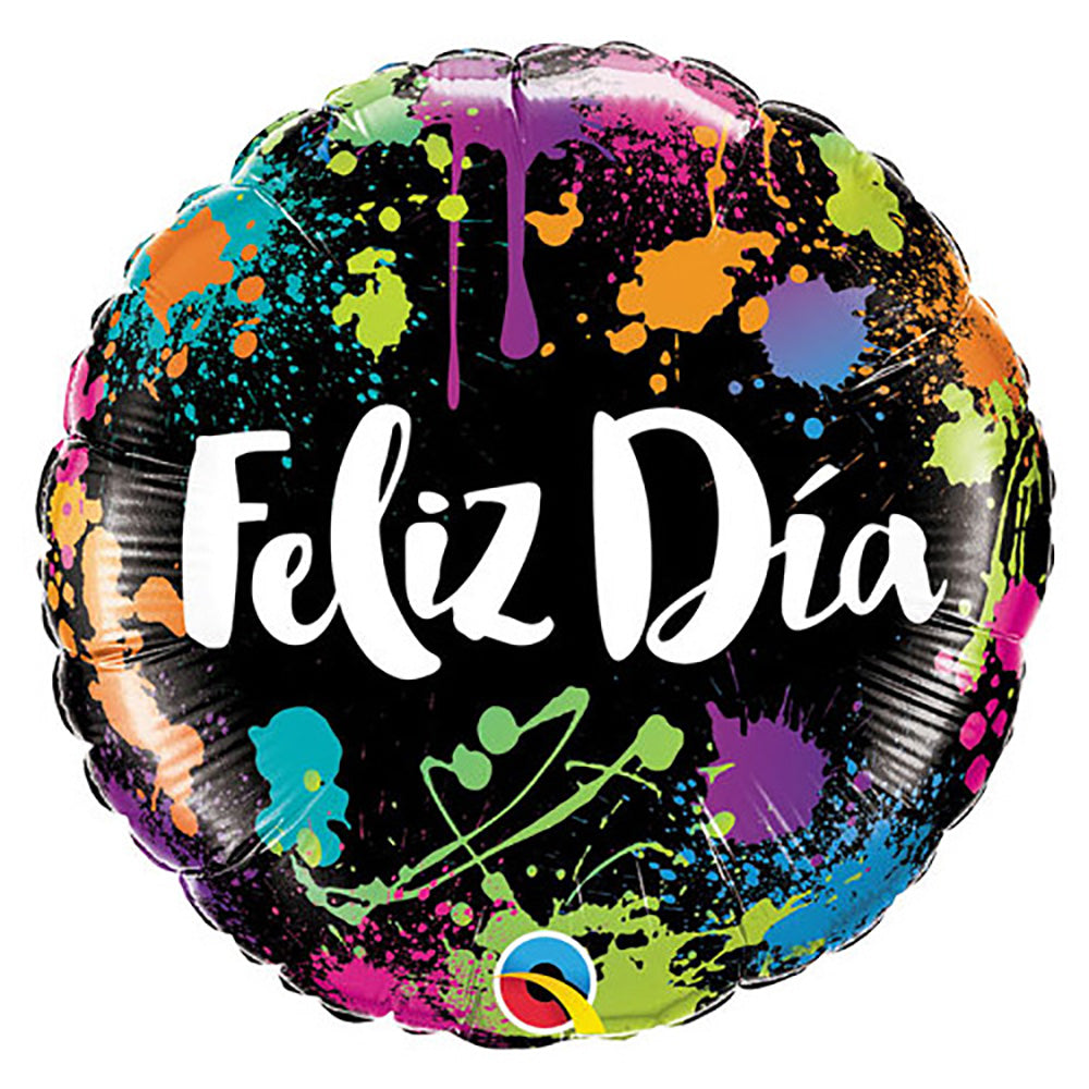 Qualatex 18 inch FELIZ DIA COLOR SPLASHES Foil Balloon 49677-Q-P