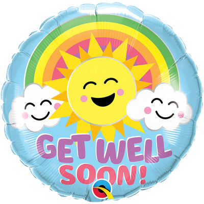 Qualatex 18 inch GET WELL SOON SUNNY SMILES Foil Balloon 26703-Q-P