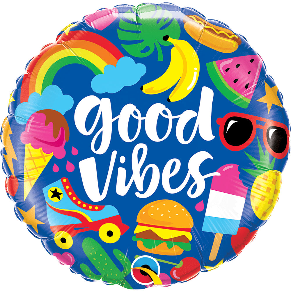 Qualatex 18 inch GOOD VIBES Foil Balloon 98491-Q-U