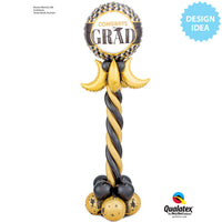 Qualatex 18 inch GRAD BLACK & GOLD PATTERNS Foil Balloon 55836-Q-P