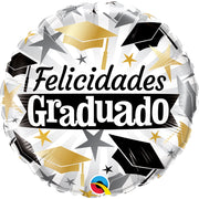 Qualatex 18 inch GRADUADO BLACK & GOLD Foil Balloon 55846-Q-U