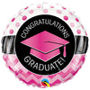 Qualatex 18 inch GRADUATE PINK CHEVRON DOTS Foil Balloon 47499-Q-U