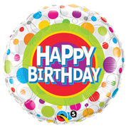 Qualatex 18 inch HAPPY BIRTHDAY COLORFUL DOTS Foil Balloon