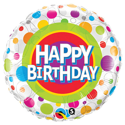 Qualatex 18 inch HAPPY BIRTHDAY COLORFUL DOTS Foil Balloon