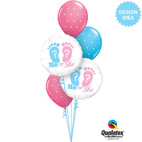 Qualatex 18 inch HE OR SHE? FOOTPRINTS Foil Balloon