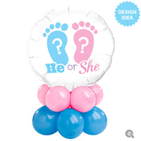 Qualatex 18 inch HE OR SHE? FOOTPRINTS Foil Balloon