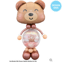 Qualatex 18 inch HELLO BABY BEAR & BALLOONS Foil Balloon 26603-Q-P