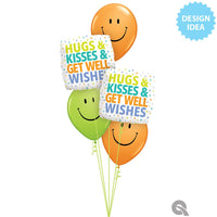 Qualatex 18 inch HUGS KISSES GET WELL WISHES Foil Balloon 18856-Q-U