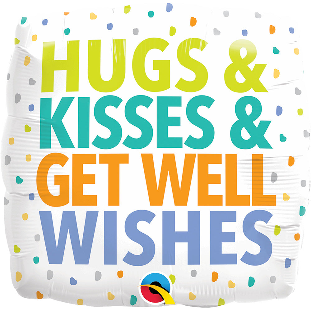 Qualatex 18 inch HUGS KISSES GET WELL WISHES Foil Balloon 18856-Q-U