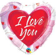 Qualatex 18 inch I LOVE YOU BRUSHED HEARTS Foil Balloon 24732-Q-U