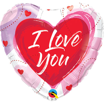 Qualatex 18 inch I LOVE YOU BRUSHED HEARTS Foil Balloon 24732-Q-U