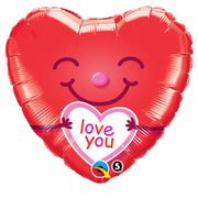 Qualatex 18 inch LOVE YOU SMILEY HEART Foil Balloon 21823-Q-P