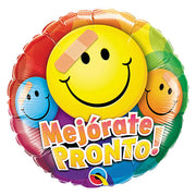 Qualatex 18 inch MEJORATE PRONTO SMILEY FACES Foil Balloon 49668-Q-P