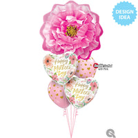 Qualatex 18 inch MOTHER'S DAY PINK FLORAL HEART Foil Balloon 82205-Q-U