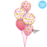 Qualatex 18 inch MOTHER'S DAY PINK & GOLD DOTS Foil Balloon 55828-Q-U