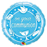 Qualatex 18 inch ON YOUR COMMUNION BLUE Foil Balloon 49740-Q-U