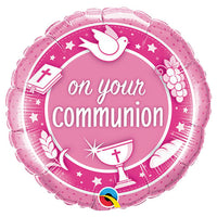 Qualatex 18 inch ON YOUR COMMUNION PINK Foil Balloon 49748-Q-U