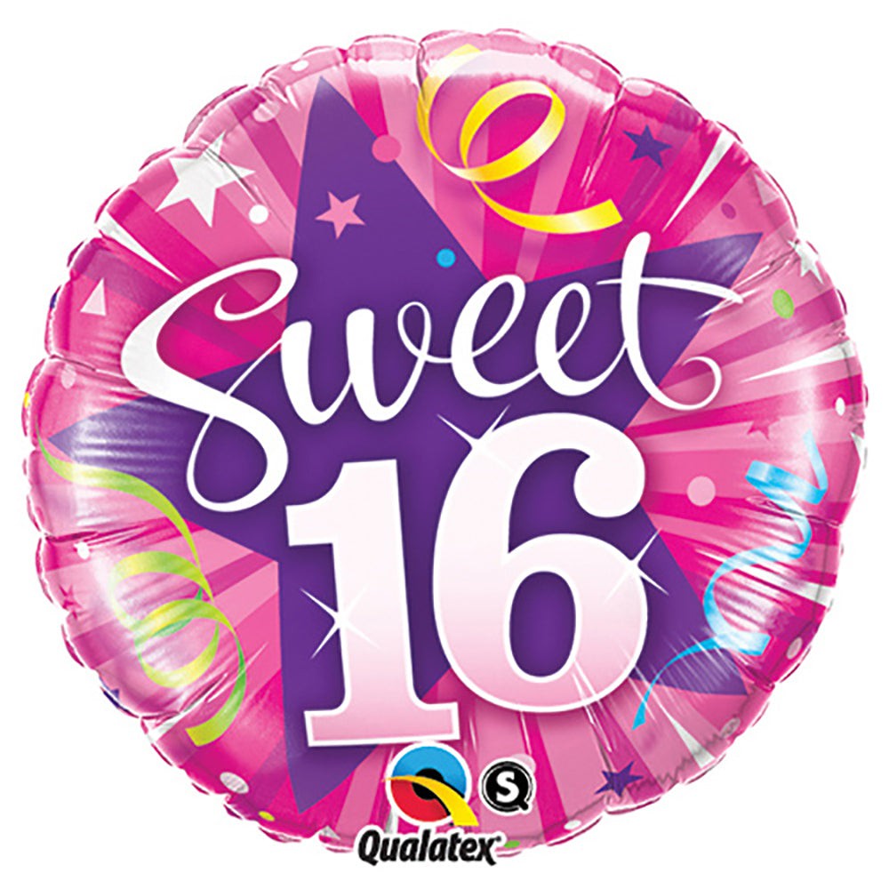 Qualatex 18 inch SWEET 16 SHINING STAR Foil Balloon