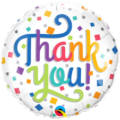 Qualatex 18 inch THANK YOU COLORFUL CONFETTI Foil Balloon 26798-Q-P