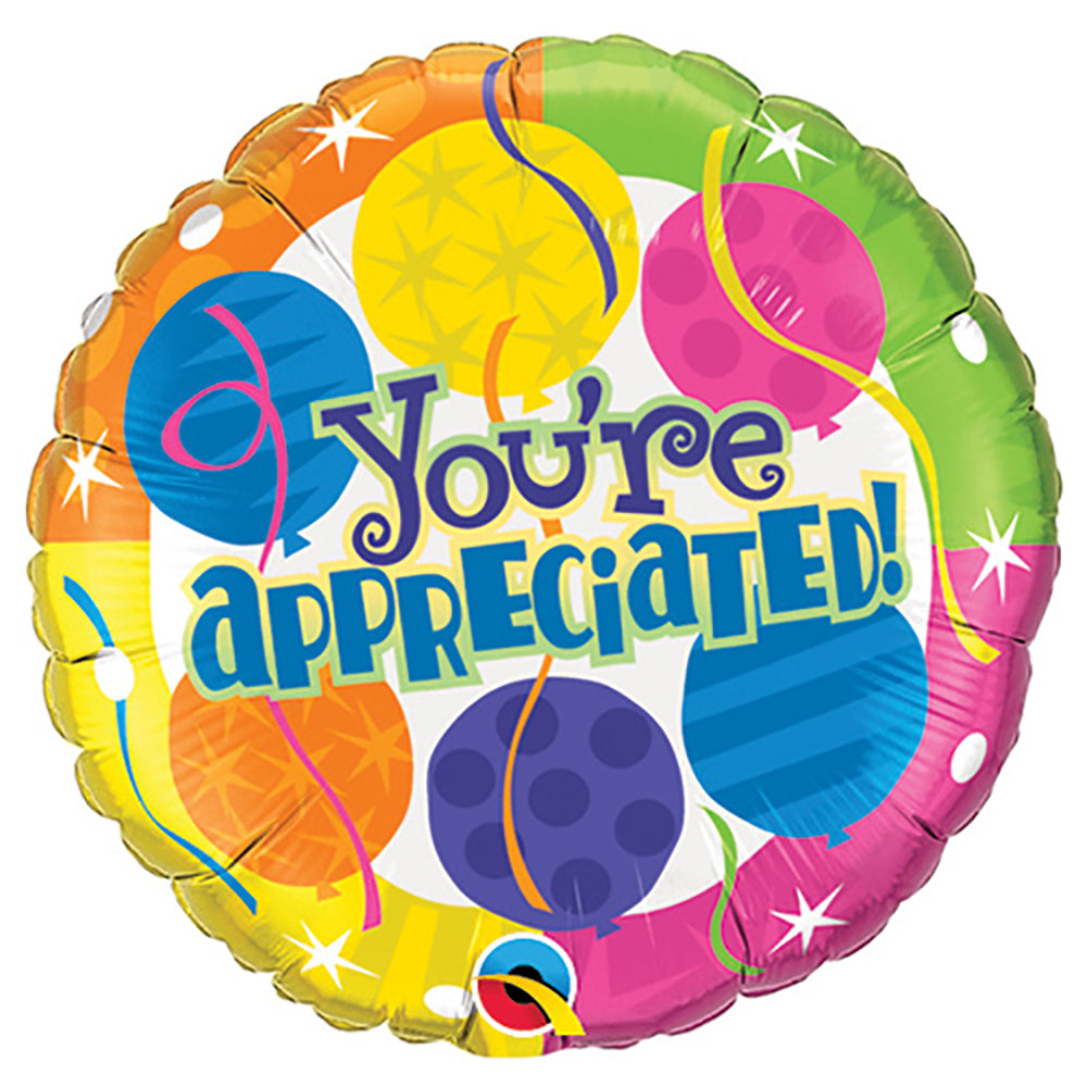 Qualatex 18 inch YOU'RE APPRECIATED! FESTIVE Foil Balloon