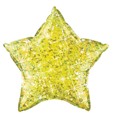 Qualatex 20 inch STAR HOLOGRAPHIC - JEWEL YELLOW Foil Balloon 41290-Q