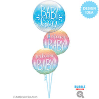 Qualatex 22 inch BUBBLE - BABY BOY BLUE & CONFETTI DOTS Bubble Balloon 10040-Q