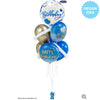 Qualatex 22 inch BUBBLE - BIRTHDAY BLUE & GOLD DOTS Bubble Balloon 87748-Q