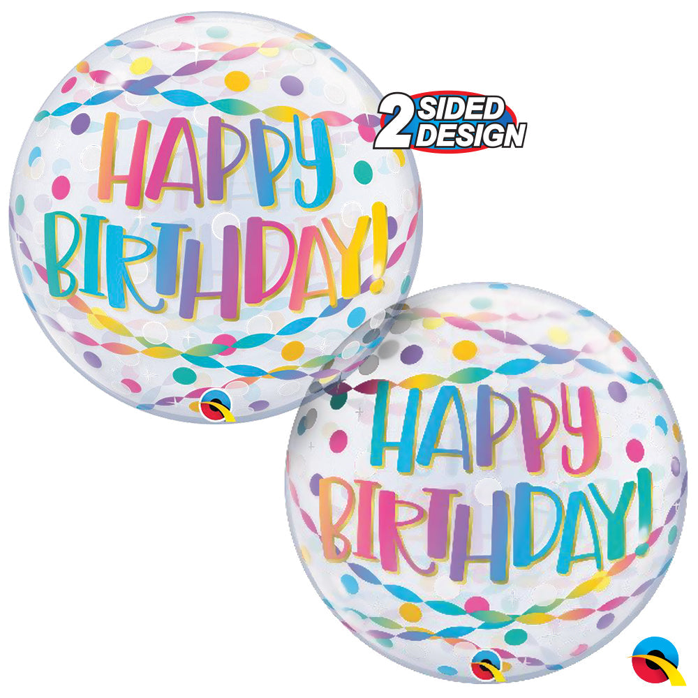 Qualatex 22 inch BUBBLE - BIRTHDAY CONFETTI & STREAMERS Bubble Balloon 24907-Q