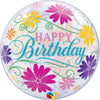 Qualatex 22 inch BUBBLE - BIRTHDAY FLOWERS & FILIGREE Bubble Balloon 49087-Q