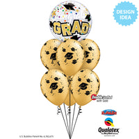 Qualatex 22 inch BUBBLE - CONGRATS GRAD STARS & DOTS Bubble Balloon 82523-Q