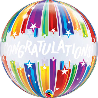 Qualatex 22 inch BUBBLE - CONGRATULATIONS SHOOTING STARS Bubble Balloon 17422-Q