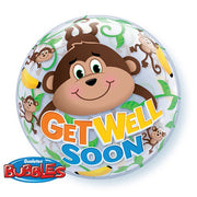 Qualatex 22 inch BUBBLE - GET WELL MONKEYS Bubble Balloon 66090-Q