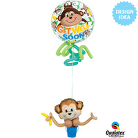 Qualatex 22 inch BUBBLE - GET WELL MONKEYS Bubble Balloon 66090-Q