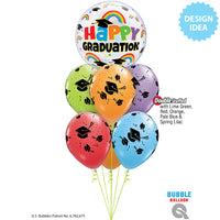 Qualatex 22 inch BUBBLE - GRADUATION CAPS & RAINBOWS Bubble Balloon 24896-Q