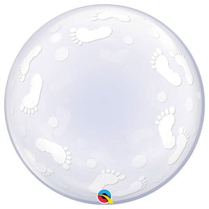 Qualatex 24" DECO BUBBLE - BABY FOOTPRINTS Bubble Balloon 49459-Q